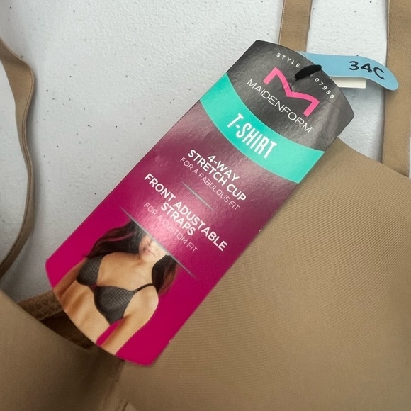 NWT Maidenform T-Shirt 4-Way Stretch Front Adjustable Straps Bra Body Beige 34C - Picture 13 of 15